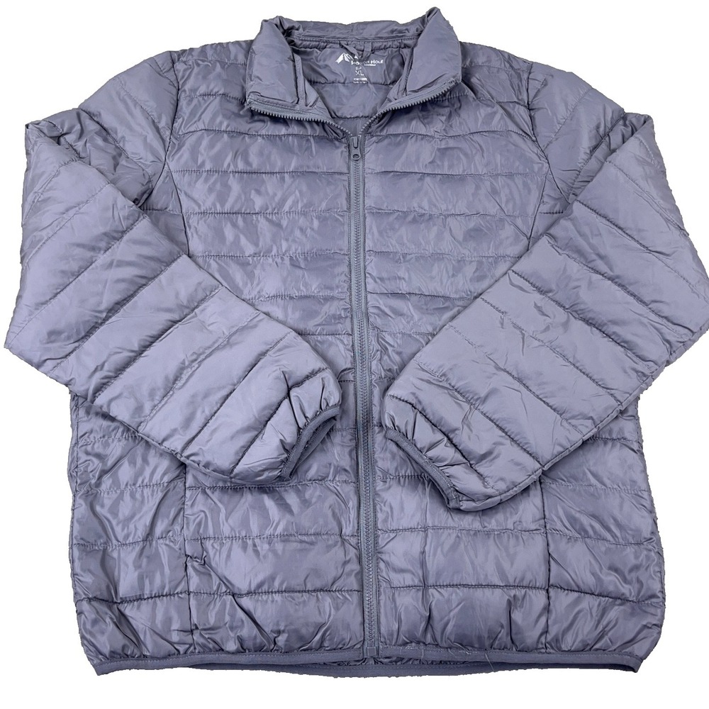 Jackson Hole Puffer Jacket Men XL Gray Lightweight Performance Hiking Adult
